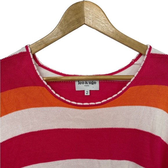 🛍️2for$20🛍️ [8] LEO & UGO Sweater short sleeved knit top vibrant cozy Paris - Picture 4 of 6